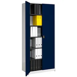 mauser Stahlschrank BF 5/22 STG - 7035/5003 lichtgrau, saphirblau 95,0 x 50,0 x 220,0 cm, aufgebaut