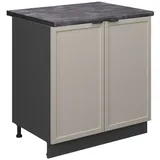 Vicco Spülenunterschrank Fame-Line Anthrazit Grau-Beige gerahmt 80 cm, mit Arbeitsplatte Anthrazit