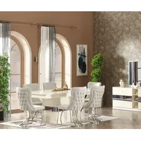 aea Esszimmer Set 7tlg Esstisch mit 6x Stühle), Modern Design Luxus Möbel Komplett