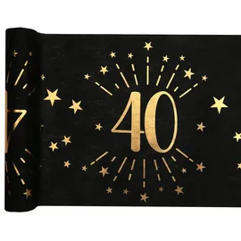 Santex mariage Santex 6787-40-30, Tischläufer, glänzend, Metall, Schwarz/Gold, 40. Jahre