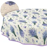 ANRO Tischdecke abwaschbar Lavendel Violett Rund 120 cm – wasserabweisend Indoor Outdoor, Lotuseffekt, mit Saum