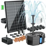 poposoap Solar Springbrunnen 8 W mit Teichfilter 1,5 m Schlauch 3600 mAh Batteriebackup