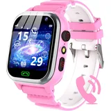 kaacly Smartwatch Kinder - Smartwatch für Kinder Telefon für Mädchen Jungen mit Anruf, SOS, 26 Spiele, SchrittzäHler, Musik, Kamera, Wecker, Schulmodus,Smartwatch Geschenke für Kinder Rose