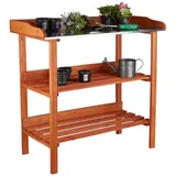 Relaxdays Pflanztisch mit Metallplatte Orange