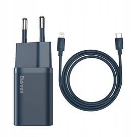 Baseus Super Si 1C Schnellladegerät Usb Type C 20W + Usb Type C - iPhone Kabel 1m Blau