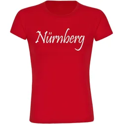 multifanshop Damen T-Shirt - Nürnberg - Schriftzug - Druck weiß - Frauen