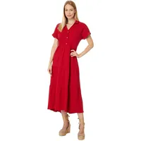 Tommy Hilfiger Damen Stufenrock Maxi Kurzarm Casual, Chili Pepper, X-Groß - XL