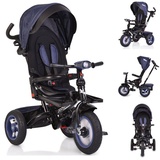 Byox Tricycle, Dreirad Jockey Gummireifen Musik Sitz drehbar Schubstange verstellbar blau