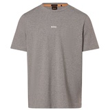 Boss T-Shirt mit Brand-Schriftzug, Mittelgrau, L