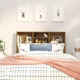 vidaXL Kopfteil mit Ablagen Braun Eichen-Optik 120x19x103,5 cm