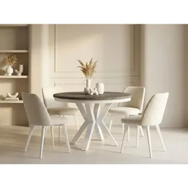 WFL GROUP Esstisch, Dunkelgrau, Holzwerkstoff, 10-Sitzer, Rund,Rund, 120x76x120 cm, Esszimmer, Tische, Esstische