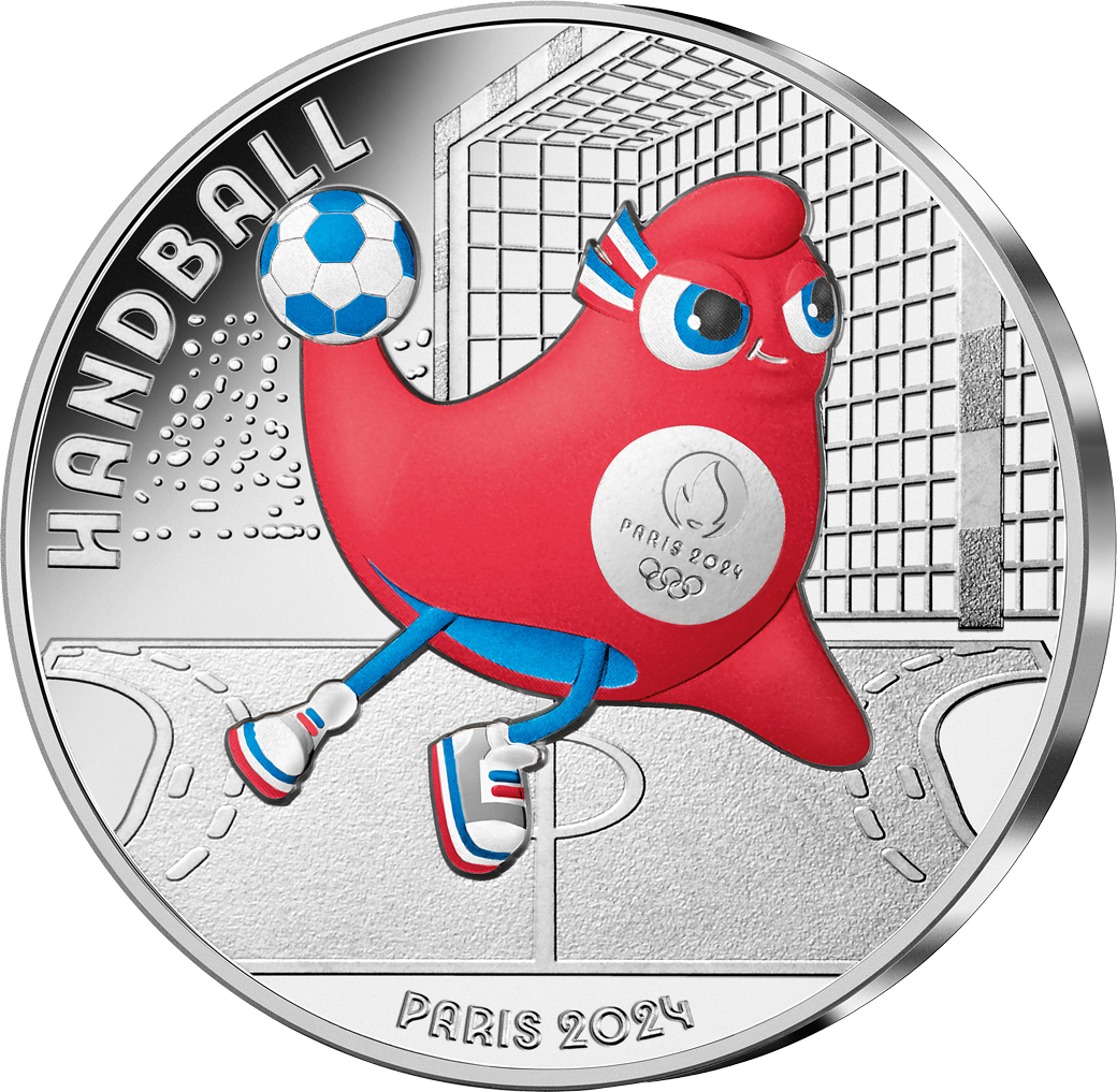 Frankeichs erste Silber-Euromünze „Handball“ zu Paris 2024 + 1⁄4 Euro!