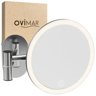 ovimar Kosmetikspiegel Vorupor Ø 17,9 cm, beleuchtet, 5fach Vergrößerung, zum Ankleben