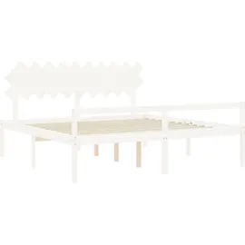 vidaXL Seniorenbett mit Kopfteil 200x200 cm Weiß Massivholz