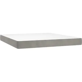 vidaXL Boxspringbett mit Matratze & LED Hellgrau 180x200 cm Samt