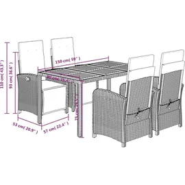 vidaXL Garten-Essgruppe 5-tlg. Grau