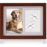 PewinGo Gedenkrahmen Hund und Katze, Pfotenabdruck Set Hund Katze Fotorahmen mit Ton Impressum Kit und Foto-Display für 6 x 4“ Foto, Perfekte Andenken Geschenk für Tierbesitzer