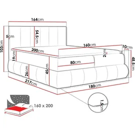 Mirjan24 Boxspringbett Venezia, Ehebett mit zwei Bettkästen, Doppelbett mit Topper, Schlafzimmer (Kronos 09 Größe: 160x200 cm) - Blau