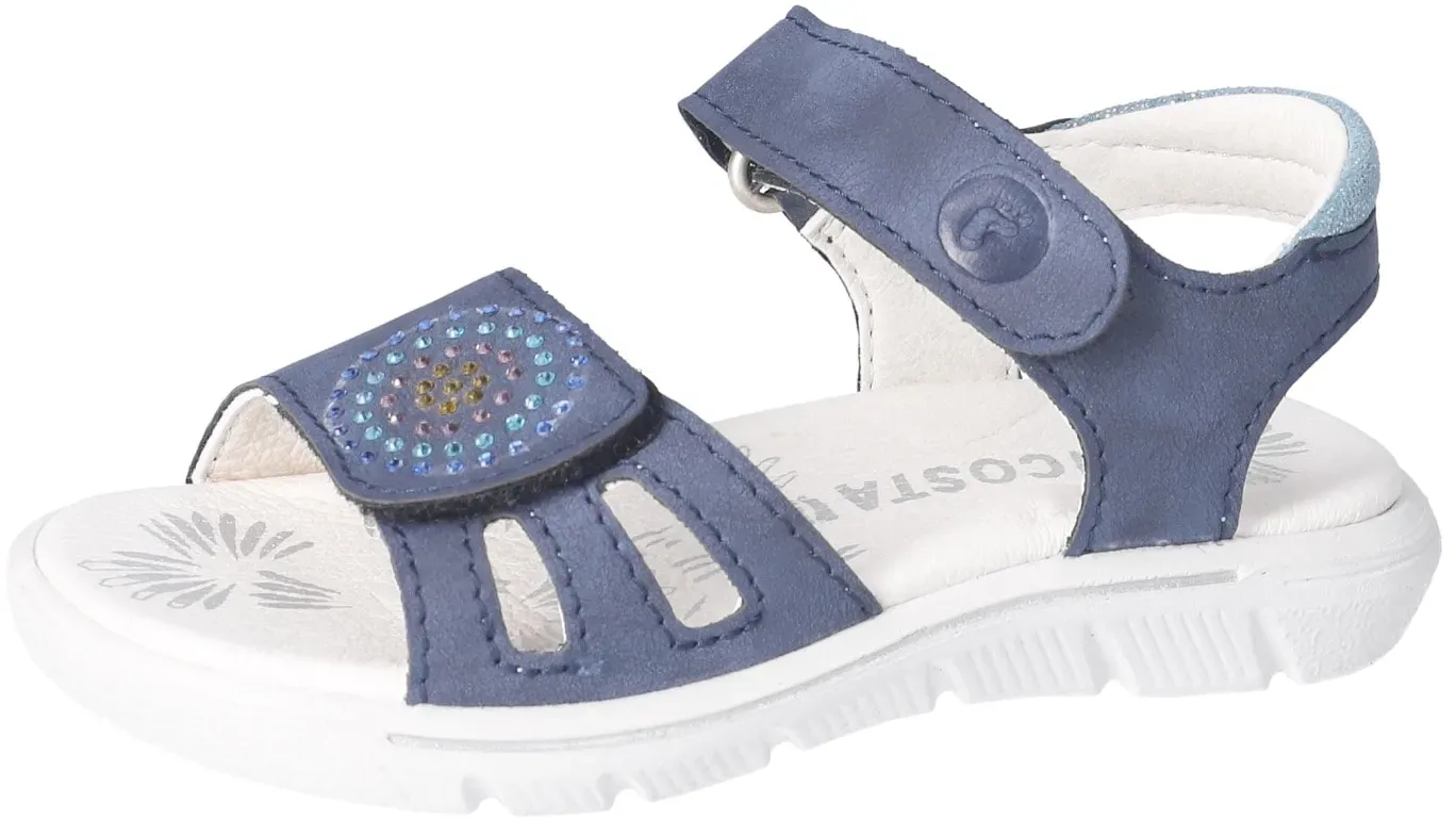 Sandale RICOSTA "SARAH WMS: Mittel" Gr. 30, blau Kinder Schuhe Sommerschuh, Klettschuh, Sandalette, mit Weitenmeßsystem (Mittel)