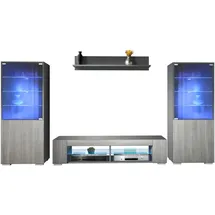 Vladon Wohnwand, Anthrazit, Holzwerkstoff, 304.5x141x39 cm, Wohnzimmer, Wohnwände, Wohnwand-Sets