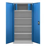 Jan Nowak Metallschrank abschließbar Aktenschrank Stahlschrank Büroschrank mit Fachböden Ordnerschrank Werkzeugschrank Lagerschrank Metall für 48 Ordner 185 x 90 x 45 cm Grau-Blau