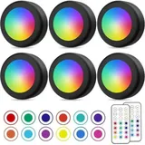 Pair Kabellose Led-strahler, Farbige Schrankleuchten Mit Fernbedienung, Batteriebetriebene Küchenunterbauleuchten, Verstellbares Led-nachtlicht, 6er-pack