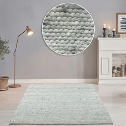 Wollteppich THEKO "Alpen", beige (natur grau), B:90cm H:12mm L:160cm, Schurwolle, Teppiche, handgewebter Wendeteppich, meliert, reine Wolle, Wohnzimmer