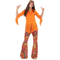 Funidelia Glücklicher Hippie Kostüm für Damen, Enthält Hose, T-Shirt und Stirnband, 60er Jahre - Outfit für Erwachsene für Partys, Karneval und Halloween - Größe XXL
