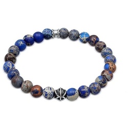 Kuzzoi Bead-Armband-Set Herren Achat Blau Beads Oxidiert 925er Silber, Kugel blau 19