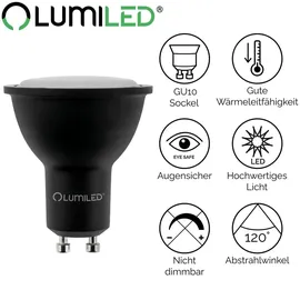 Lumiled 10x Led-lampe GU10 3W = 270lm 6500K Kaltweiß Schwarz Lumiled