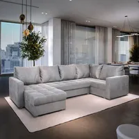 masseno Ecksofa LORIVO R-S Polyester 3-Sitzer Hellgrau