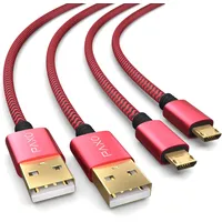 2x PS4 Controller Ladekabel, 4m Kabel für Playstation 4, Sony PS4, PS4 Slim, Microsoft Xbox One Controllers, Micro USB Ladekabel, rot-schwarz