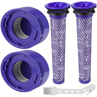 Filter für Dyson V8 V7 Staubsauger, 5 Stück Ersatzteile Dyson V8 Zubehör Filter mit Reinigungsbürste für Dyson V8/V7, 2 HEPA-Nachmotorfilter-Kit & 2 Vorfilter, Ersatzfilterkit für Dyson V8/V7