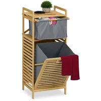 Relaxdays Wäschekorb, kippbarer Wäschesammler, 30 Liter, Ablage & Schublade,