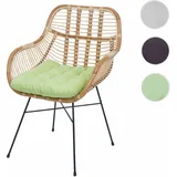 Mendler Esszimmerstuhl HWC-P17 Rattan grün