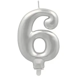 Papstar Zahlenkerze mit Halter 7 cm 12 St. Silber