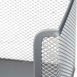 Relaxdays Schreibtisch Organizer Set Metall, Schreibtisch-Set, Büroset Mesh, Zettelbox, zwei Köcher, silber