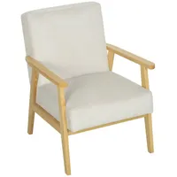Homcom Sessel Loungesessel mit Armlehne, Holzbeine, Gepolstert Akzentsessel mit