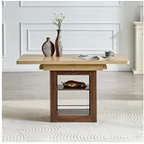 JUFU Esstisch mit Stauraum, Ausziehbarer, Holzoptik, ca.130-160cm (1-St) beige