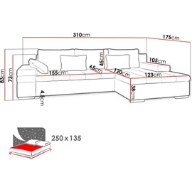 Mirjan24 Ecksofa Bangkok, Stilvoll L-Form Sofa mit Schlaffunktion und Bettkasten, Wohnlandschaft Soft 066 + Lawa 02, - Braun/Beige