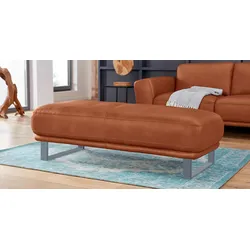 Hocker W.SCHILLIG "montanaa", braun (cognac z69), B:141cm H:42cm T:61cm, Hocker, mit Metallkufen in Bronze pulverbeschichtet, Breite 141 cm