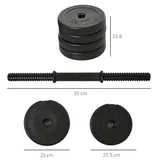 20-kg-hantelset (4 X 2,5 Kg, 4 X 2 Kg), Fitnessstudio-gewichte Mit 8 Scheiben À 2 Kg, 2,5 Kg, Ø 25 Mm, Für Das Heimtraining