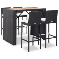 vidaXL Polyrattan Garten-Bar-Set 5-tlg. schwarz