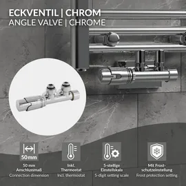 luxebath Heizkörperthermostat Ventil-Armaturen Set Multiblock Chrom Eckform inkl Thermostatkopf