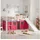 Homestyle4u Hochbett 90 x 200 cm Kiefer lackiert weiß mit Vorhang pink
