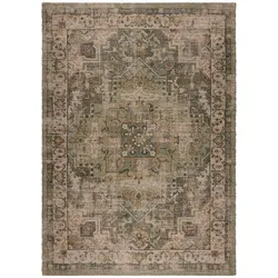 Kadima Design Robuster Vintage-Teppich aus Jute & Polyester, ideal für viel genutzte Räume, rutschfest, braun-grün - `Deepe`. 200x290 cm