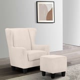 Home Affaire Ohrensessel »Chilly, Sessel mit Hocker und Federkern-Polsterung, (Set, 2 St., bestehend aus Sessel und Hocker), in Cord und Microfaser-Bezug, Unser Dauertiefpreis beige