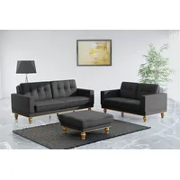 2-Sitzer SIT & MORE "Orient 5", schwarz, B:165cm H:90cm T:97cm, 100% Polyester, Sofas, Rückenkissen mit Strass-Stein, goldfarbene Applikationen