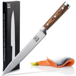 Zayiko Tranchiermesser 20 cm Klinge Profi Kochmesser aus deutschem Stahl mit Pakkaholzgriff und Geschenkbox Serie IZUMI