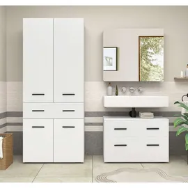 INOSIGN Waschbeckenunterschrank INOSIGN "Skara", weiß, B:80cm H:55cm T:35cm, Spanplatte, Schränke, Waschbeckenunterschrank, mit Klappe und Schubkasten, schwarze Griffe, Breite 80 cm, Höhe 55 cm